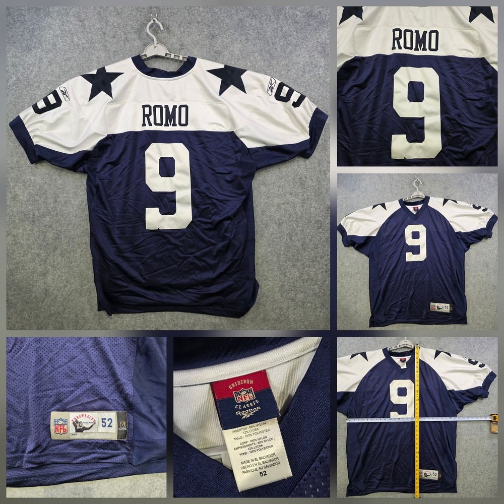 Tony Romo Dallas Cowboys Football Jersey Mens 52 Blue NFL Reebok 9 Throwback
